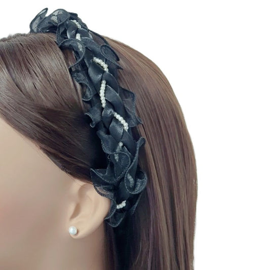 Hairband with Ruffles & Pearls