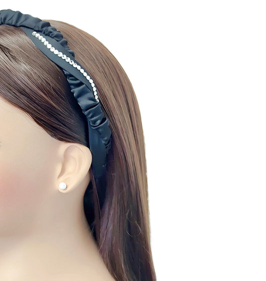 Satin Hairband with Crystals