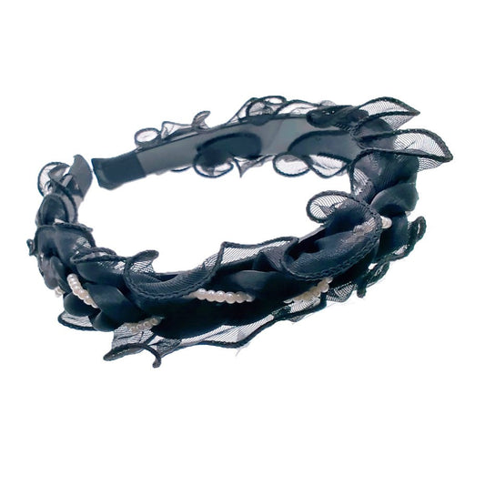 Hairband with Ruffles & Pearls