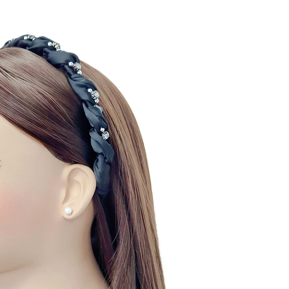 Braided Hairband with Crystals